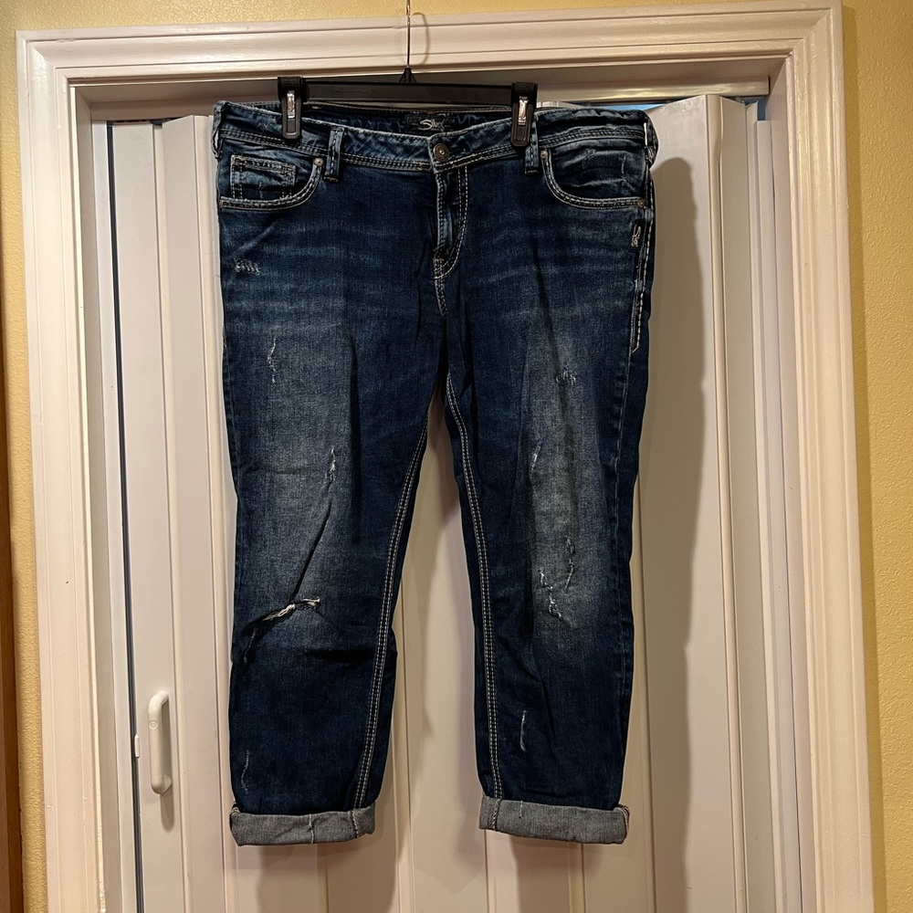 Silver jean capris